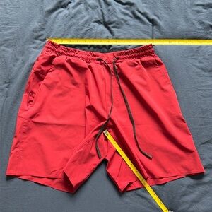 Lululemon red shorts, medium used to have a liner, but it has been cut out